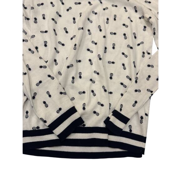 J. CREW Cotton Women’s XS Crew Neck Sweater Pineapple Print Prep Golf Cruise - Picture 8 of 9